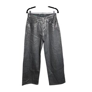 Wild Fable Women's Metallic coated Silver High Rise Wide Leg  Jeans